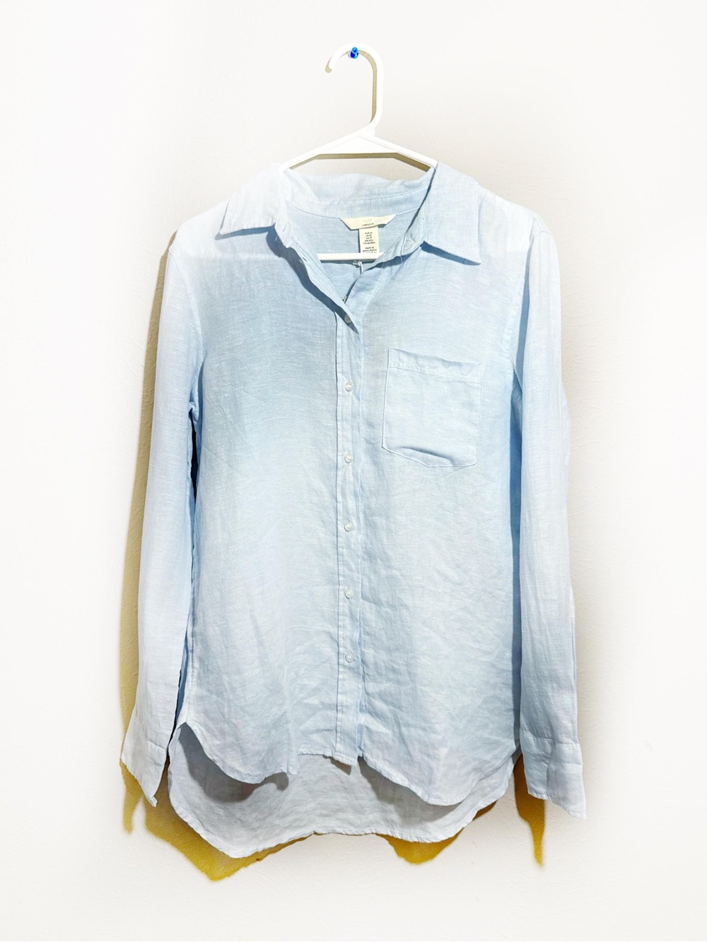 NWT H&M Light blue Linen Button Down Shirt 100% Natural Linen